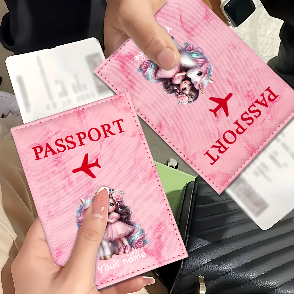 Tech Accessories For Travel - Tempat Paspor PU Pola Unicorn Girl
