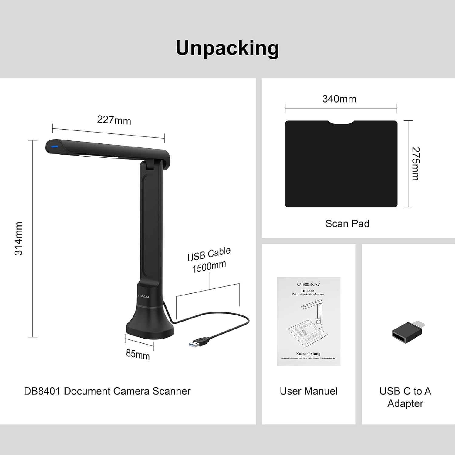 Kamera Dokumen VIISAN DB8401 1 - Document Scanner Portable ulasan dan harga